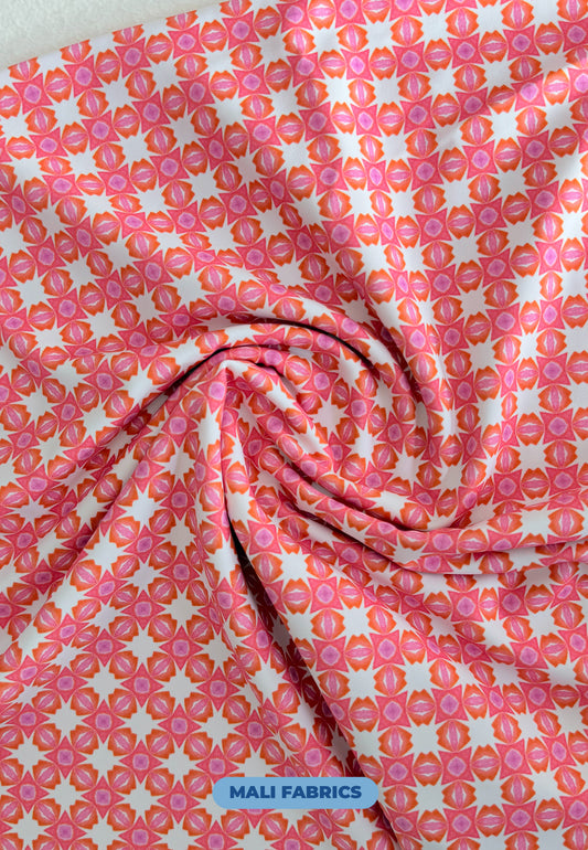 LICRA RECICLADA GEOMÉTRICA ROSA E LARANJA M563
